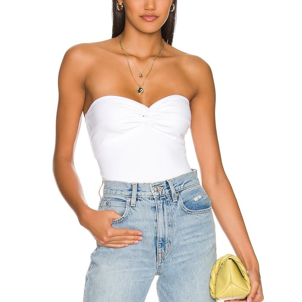 Susana Monaco Sleek White Strapless Twist Top Size XS